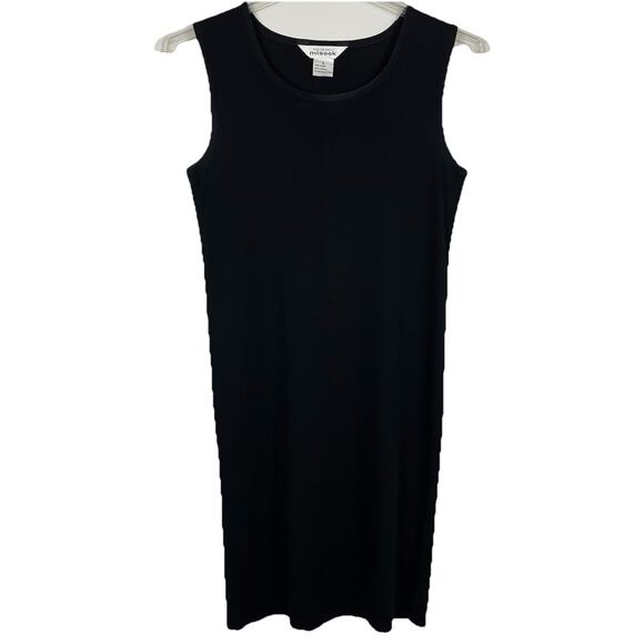 Exclusively Misook Sheath Dress Size Large Black Sleeveless Knit Stretch Classic - Picture 1 of 6